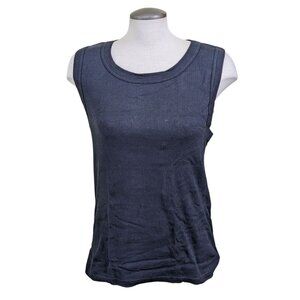 Tahari Womens Ribbed Tank Top Size XXL 18 Black Cotton Stretch Staple Essential